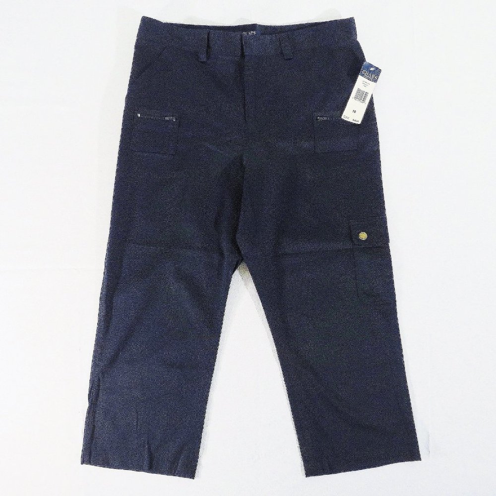 NWT CHAPS Women's 10 (Actual 33 x 24) Greenwich Navy Blue Crop Ankle Pants $49